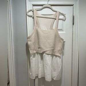 Anthropologie Cream and Beige Sleeveless Top Size XL